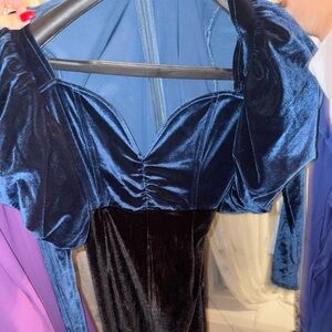 Elegant Blue Velvet Dress
